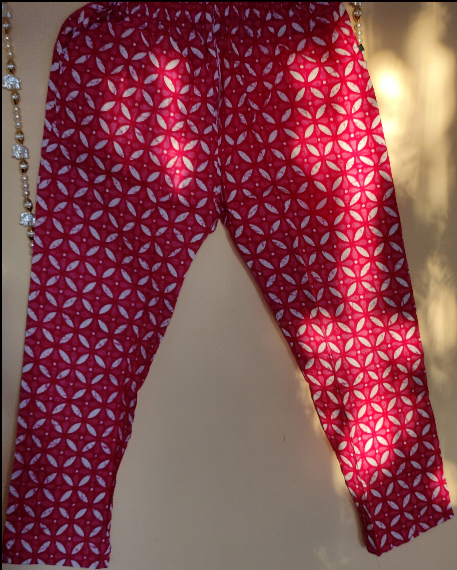Batiq style hand printed pink trouser